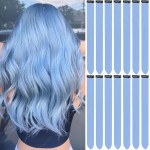 LADYAMZ Colored Hair Extensions 14 PCS, 22 In Baby Blue Clip in Hair Extensions Party Highlights, Light Blue Synthetic Hairpieces for Girls Women Kids Christmas New Year Cosplay Gift(Haze Blue)