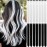LADYAMZ Colored Hair Extensions 14 PCS, 22 In Black and White Clip in Hair Extensions Christmas Party Highlights, White Black Long Straight Synthetic Hairpieces for Girls Women Kids Gift(Black White)