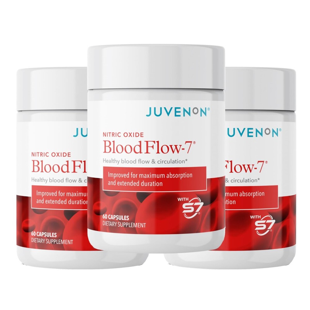 Juvenon BloodFlow-7 Nitric Oxide Supplement with Nitrosigine 180 Count (Pack of 3)