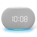 Reacher Auto-Dimmable Alarm Clock Sound Machine with Night Light, 20 Soothing Sounds, Auto-Off Sleep Timer, Precise 30-Level Volume, Small White Noise Machine for Adults, Bedrooms