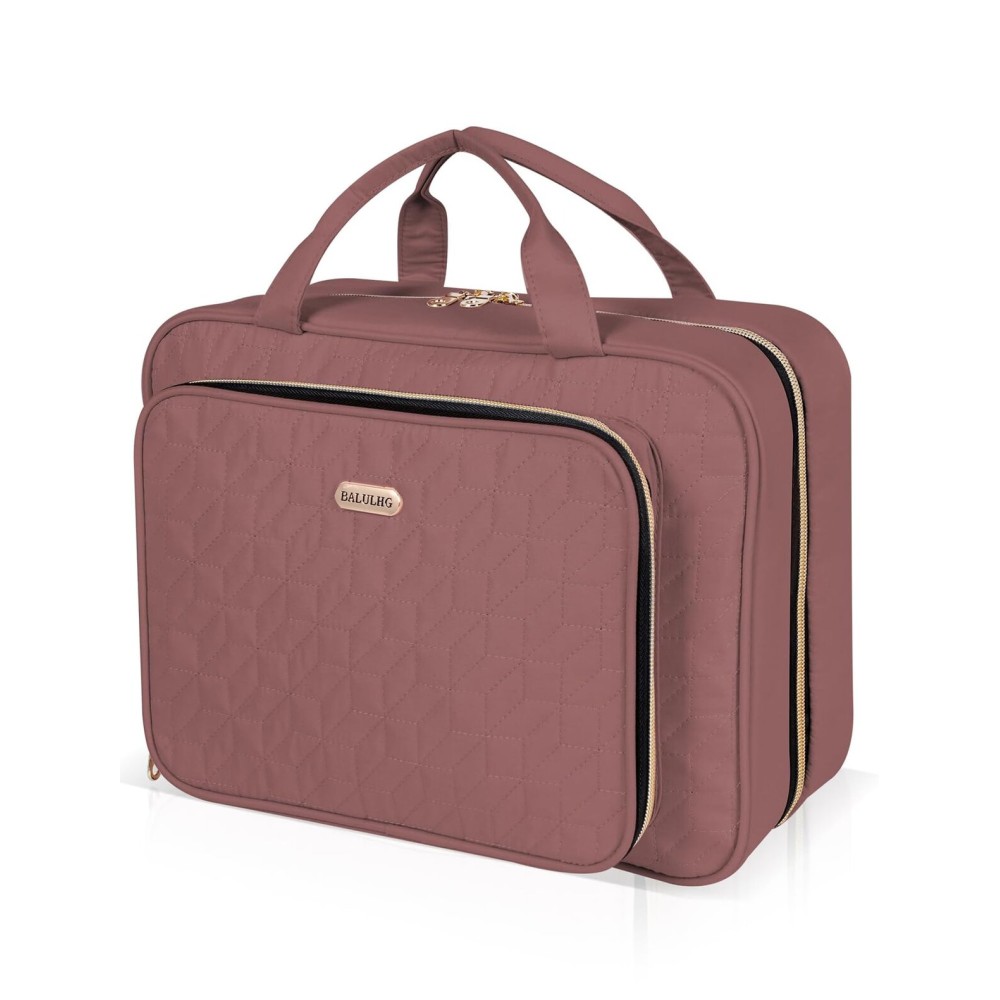 BALULHG Travel Hanging Toiletry Bag for Women,Makeup Bag Cosmetic Organizer Waterproof with Hanging Hook Multiple Pockets for Women Travel Essentials Rosewood