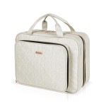 BALULHG Travel Hanging Toiletry Bag for Women,Makeup Bag Cosmetic Organizer Waterproof with Hanging Hook Multiple Pockets for Women Travel Essentials Beige