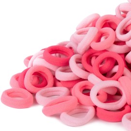 Pink Kids Hair Ties for Girls, Seamless Toddler Baby Hair Ties Bands No Damage, Cotton Girls Ponytail Holders for Baby, 0.97 Inch in Diameter by Qarwayoc