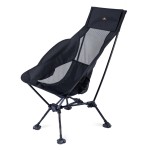 iClimb Ultralight Compact Camping Folding Beach Chair with Anti-Sinking Large Feet (Black - Triangular Frame High Back)