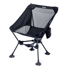 iClimb Ultralight Compact Camping Folding Beach Chair with Anti-Sinking Large Feet and Back Support Webbing (Black - Triangular Frame)