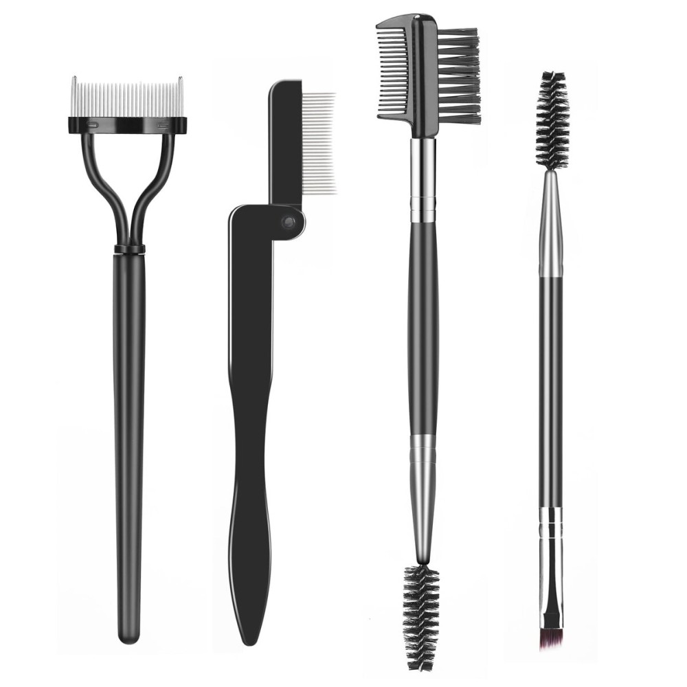 SWEET VIEW Eyelash Comb Lash Separator Tool Brow Brush & Lash Spoolie Professional Eye Makeup Tools (4 Pieces Set)