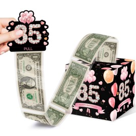 85th Birthday Gifts for Men Women, Pink Gold Surprise Money Box Gift Pull, Money Box for Cash Gift, 85th Birthday Party Decorations Supplieswith 35PCS Bags