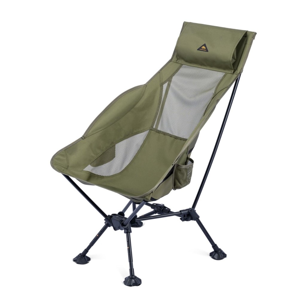 iClimb Ultralight Compact Camping Folding Beach Chair with Anti-Sinking Large Feet (Green - Triangular Frame High Back)