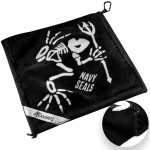 Frogger Amphibian 2-in-1 Golf Towel with Wet and Dry Technology, Navy Seals, Premium Golf Bag Accessory with Carabiner Clip, Ultra Absorbent, for Golf Dads