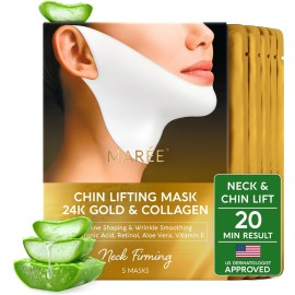 MAREE V Line Lifting Mask with 24K Gold - Deep Collagen Face Mask for Women - Jawline Shaper Mask with Retinol & Hyaluronic Acid - Neck Tightening & Firming - Double Chin Strap for Face Lift