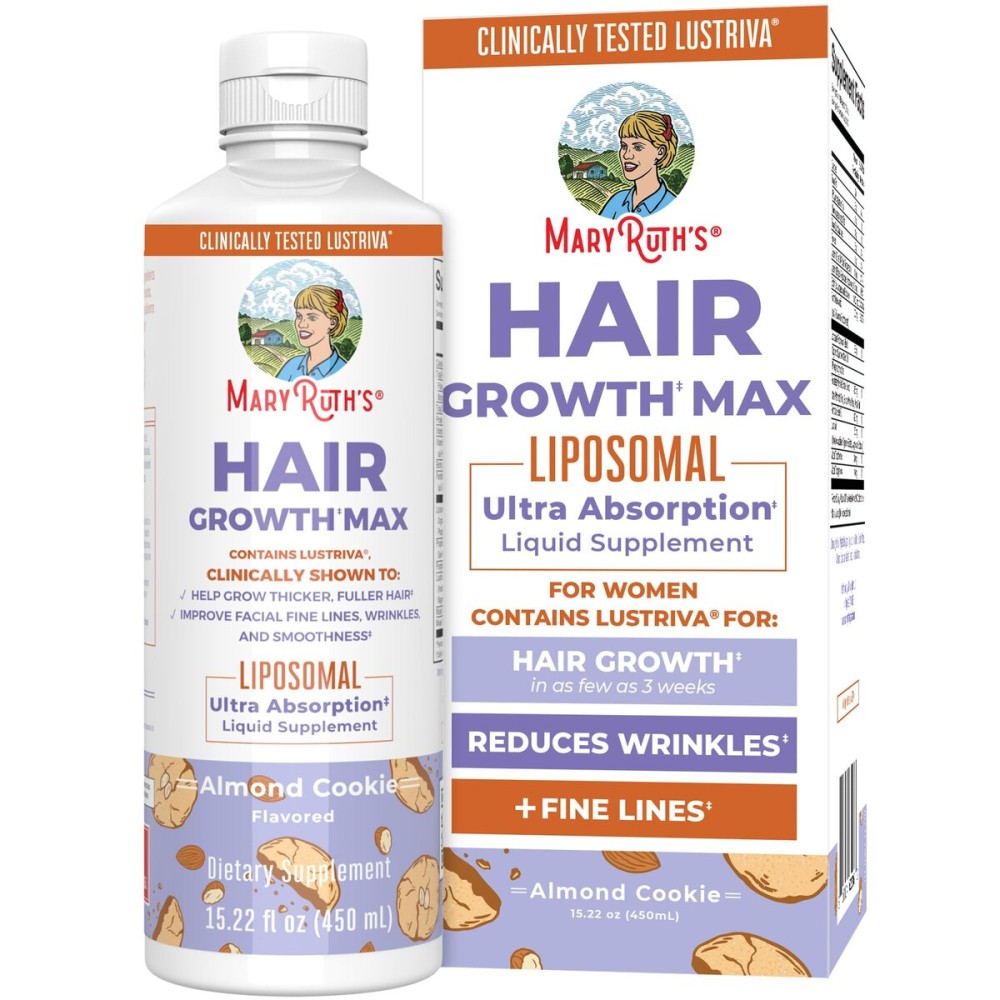 MaryRuth Organics Women\'s Hair Growth MAX Liposomal | with Lustriva + Biotin 10000mcg + Pumpkin Seed Oil | Thicker Hair | Hair Care | Wrinkles, Fine Lines, Skin Care | Ages 18+ | 15.22 Fl Oz