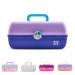 Caboodles On-The-Go Girl Makeup Box, Two-Tone Lilac on Cobalt, Hard Plastic Makeup Organizer Box, Built-In Mirror, Secure Latch for Safe Travel, Spacious Storage for Large Items