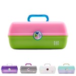 Caboodles On-The-Go Girl Makeup Box, Two-Tone Pink on Neon Green, Hard Plastic Makeup Organizer Box, Built-In Mirror, Secure Latch for Safe Travel, Spacious Storage for Large Items