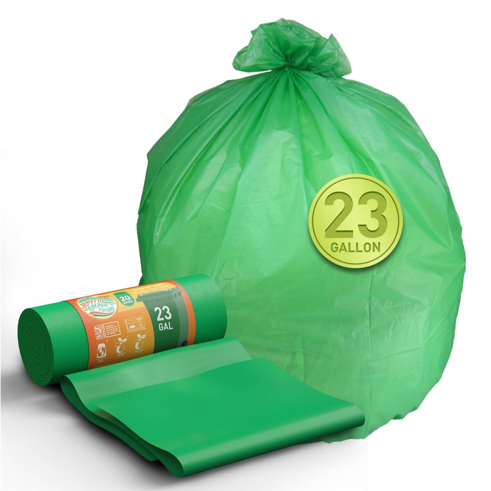 Compostable Trash Bags 23 gallon Large Garbage Bags,20 Count, Fits13-25 gallon trash can, Extra Strong and Durable,Compostable Lawn & Leaf Yard Waste bags,ASTM D6400,Bpi &OK compost HOME certified