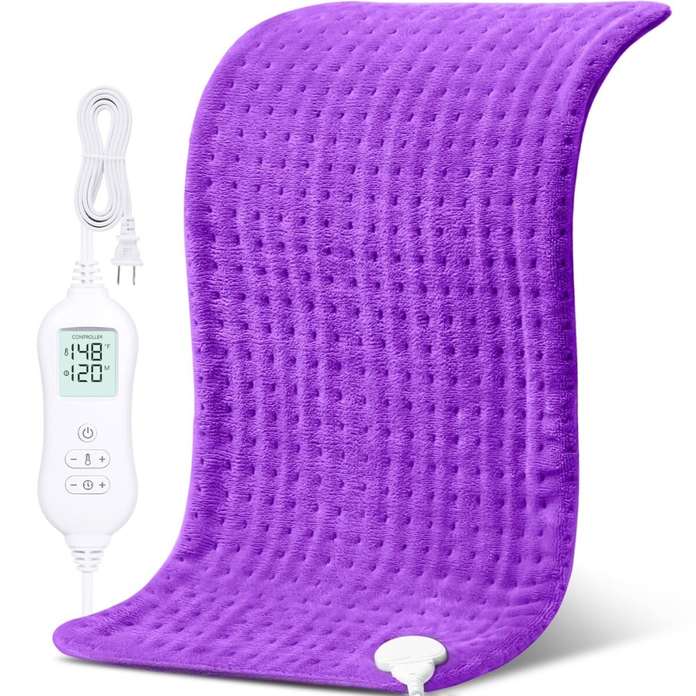 NOWWISH Heating Pad for Back Pain Relief & Period Cramps, 33x17 Inch Moist Heat Electric Heating Pad with 10 Heat Settings and Auto Shut-Off, Machine Washable, Christmas Gifts for Women, Purple