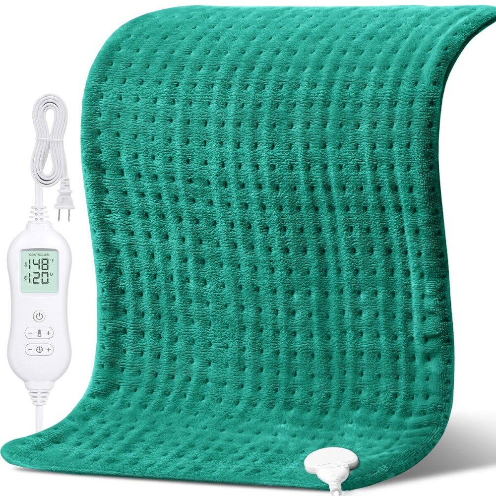 NOWWISH XXXL Heating Pad for Back Pain Relief & Period Cramps, 24x32 Inch Moist Heat Electric Heating Pad with 10 Heat Settings and Auto Shut-Off, Machine Washable, Christmas Gifts for Women, Green