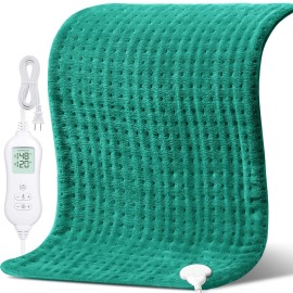 NOWWISH XXXL Heating Pad for Back Pain Relief & Period Cramps, 24x32 Inch Moist Heat Electric Heating Pad with 10 Heat Settings and Auto Shut-Off, Machine Washable, Christmas Gifts for Women, Green