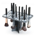 Luckyiren Brush Drying Rack, Brushes Dryer, Collapsible 28 Slot Acrylic Brush Holder Stand Tree Tray Support Display for Makeup Lovers Artist Nail Paint Brushes, Grey