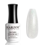 RARJSM Glitter Gel Nail Polish Pearl Shell White Chunky Sparkle Diamond Rainbow Shimmer Jelly Iridescent Gel Polish Single Bottle Soak off UV LED Cured for Home Salon Manicure 15ML 1PC
