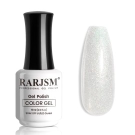 RARJSM Glitter Gel Nail Polish Pearl Shell White Chunky Sparkle Diamond Rainbow Shimmer Jelly Iridescent Gel Polish Single Bottle Soak off UV LED Cured for Home Salon Manicure 15ML 1PC