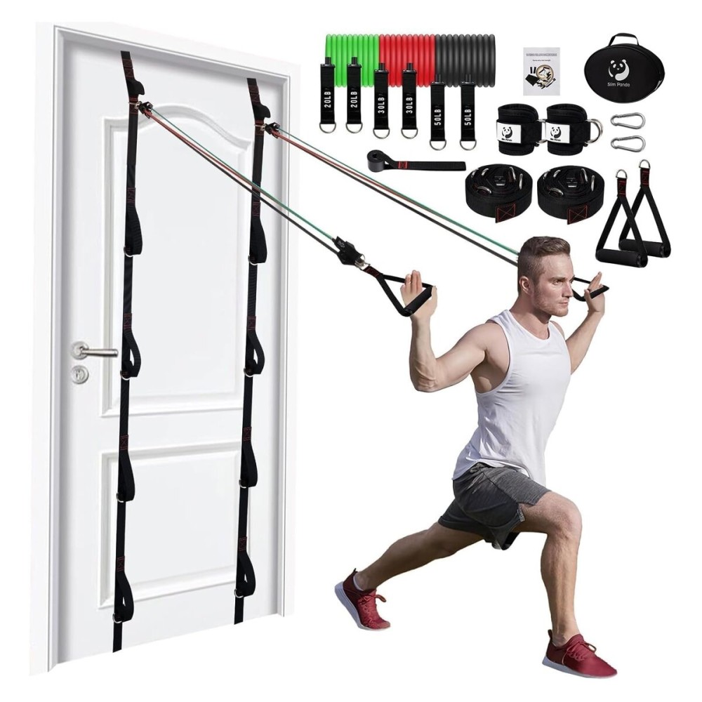 Slim Panda Upgrade Door Anchor Strap for Resistance Bands Exercises, Portable Multi Point Anchor Gym Attachment for Home Fitness, Door Resistance Bands Workout Equipment for Stretch, Strength Training
