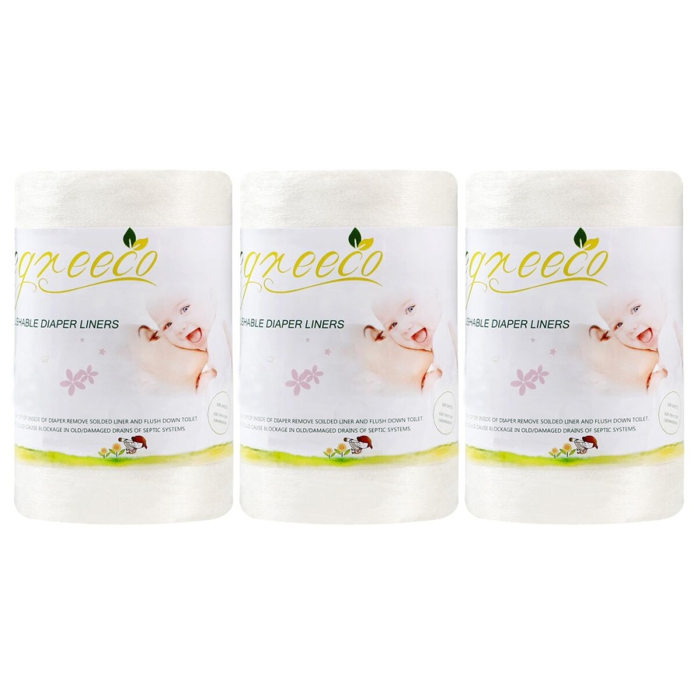 wegreeco Cloth Diaper Liners - Unscented Diaper Liners, Fragance Free Cloth Diaper Liners - 100 Sheets Per Roll (3 Roll)