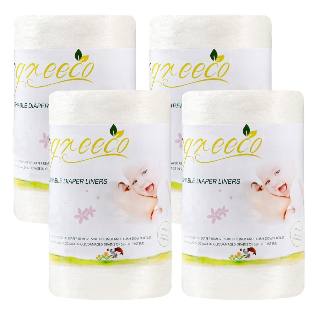 wegreeco Cloth Diaper Liners - Unscented Diaper Liners, Fragance Free Cloth Diaper Liners - 100 Sheets Per Roll (4 Roll)
