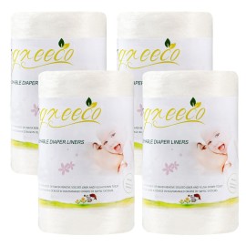 wegreeco Cloth Diaper Liners - Unscented Diaper Liners, Fragance Free Cloth Diaper Liners - 100 Sheets Per Roll (4 Roll)