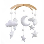 Baby Crib Mobile - Wooden Hanging Nursery Baby Mobile for Crib, Nursery Decor for Boys & Girls, Perfect Shower Gift (Moon, Cloud, & Stars, Foldable) Also Fits Bassinets, Sorrel + Fern