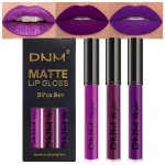evpct 3Pcs Violet Purple Crystal Metallic Shimmer Glitter Matte Liquid Lipstick Lip Stain Sets for Women Matte+Lipstick Long Lasting Waterproof Permanent 24 Hours Magic Lipstick 24 Hours original