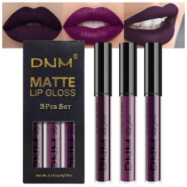 evpct 3Pcs Dark Purple Mauve Plum Maroon Matte Liquid Lipstick Lip Stain Sets for Women Matte+Lipstick Long Lasting Permanent 24 hr Hours Magic Lipstick 24 Hours original Waterproof 22