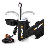 LcFun Electric Dual Arc Lighter USB Rechargeable, Windproof Plasma Lighters with LED Battery Indicator, Waterproof Flashlight Lighter with Whistle Lanyard for Camping, Survival Gear