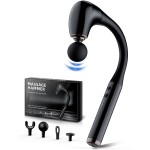 FVZ Massage Gun with Upgraded Extension Handle, 10MM Massage Gun Deep Tissue, Back Massager, Muscles/Neck/Shoulders/Waist/Legs Massager Portable for Pain Relief, White Elephant Gifts for Men