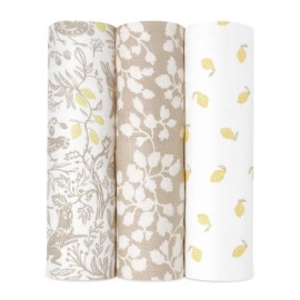 aden + anais Silky Soft Swaddle Blanket, Boutique Muslin Blankets for Girls & Boys, Baby Receiving Swaddles, Ideal Newborn & Infant Swaddling Set, Perfect Shower Gifts, 3 Pack, Natural Woodland
