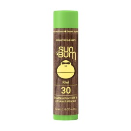 Sun Bum SPF 30 Sunscreen Kiwi Lip Balm - Moisturizing Aloe Vera and Vitamin E - Vegan and Cruelty Free - Broad Spectrum UVA/UVB Lip Protection - 0.15 oz Stick