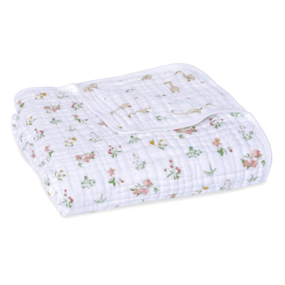 aden + anais Essentials Dream Blanket, Muslin Baby Blankets for Girls & Boys, Ideal Lightweight Newborn Nursery & Crib Blanket, Country Floral
