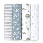 aden + anais Essentials Baby Muslin Swaddle Blankets, Newborn Receiving Blanket for Swaddling, 100% Cotton Baby Swaddle Wrap, 4 Pack, Dino Jungle