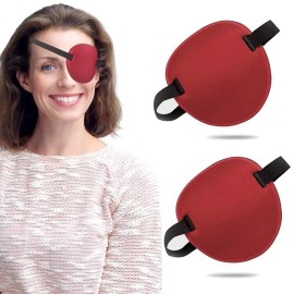 THSIREE Eye Patch, 2PCS 3D Adjustable Eyepatch, Medical Eye Patches for Right or Left Eye, Amblyopia Lazy Eye Patches for Adults and Kids, Red