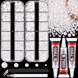 TINKRSTUFF Resin Jelly Rhinestones for Crafting with B7000 Jewelry Glue, 2 Boxes White Flatback Crystals with 3Pcs 10ml Glue, Bedazzling Non Hotfix Gems for DIY Tumblers Clothing Shoes Manicure
