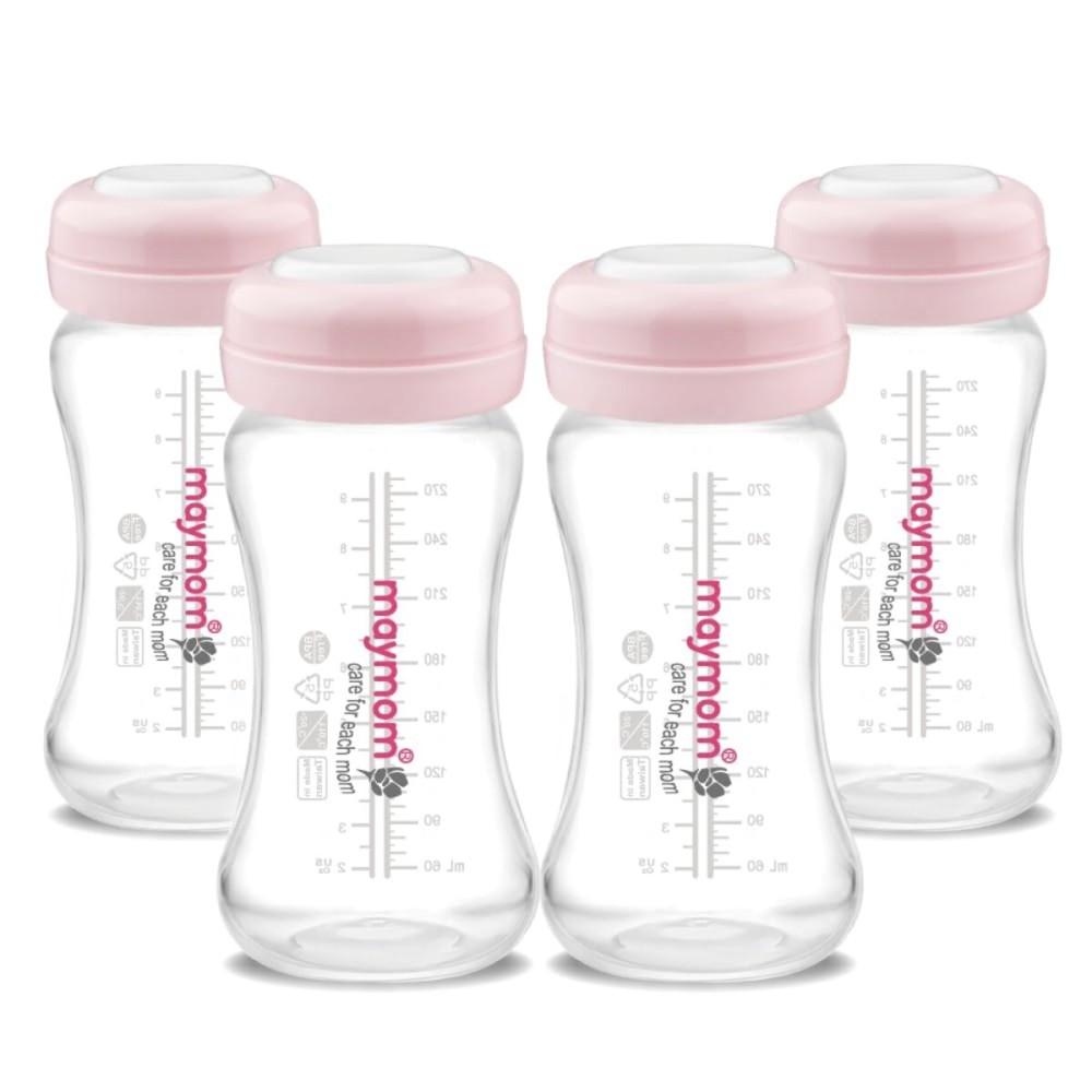 Wide Neck Breastmilk Collection n Storage Bottle 9oz; Re-markable SureSeal Disc. Compatible with Spectra S2 Spectra S1 Spectra 9 Plus and Compatible with Avent Breastpumps (4 ct 280mL, Bottle Only)