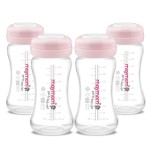 Wide Neck Breastmilk Collection n Storage Bottle 9oz; Re-markable SureSeal Disc. Compatible with Spectra S2 Spectra S1 Spectra 9 Plus and Compatible with Avent Breastpumps (4 ct 280mL, Bottle Only)