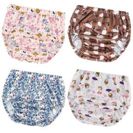 Joyo roy 4Pcs Diaper Covers for Girls Rubber Pants for Toddlers Cloth Plastic Training Pants for Toddlers Rubber Underwear for Toddler Plastic Underwear for Potty Training Baby Girl Diaper Cover 6T