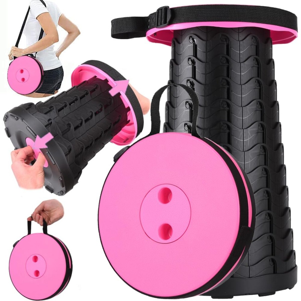 Fishboy Upgraded Collapsible Stool, 400lbs Max Weight, Lightweight But Sturdy, Portable Retractable Folding Telescoping Foldable Camping Stool for Adults Outdoor Fishing Hiking BBQ