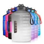 SLUXKE 1 Gallon Water Bottle with Straw, 128oz Motivational Large Water Bottle with Time Marker BPA Free, Big Sports Bottle Jug with Handle Leak Proof for Fitness Outdoor Enthusiasts BLACK WHITE