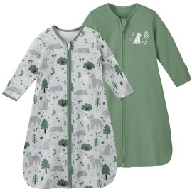 Yoofoss Baby Sleep Sack 0-6 Months Long Sleeve Wearable Blanket Baby 100% Cotton 2-Way Zipper 0.5 Tog Newborn Sleeping Sack, Lightweight(Small)