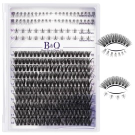 B&Qaugen Lash Clusters with Bottom Lashes 10-18mm 40D D Curl Individual Lashes Cluster Eyelash Clusters Wispy with 2 Styles Bottom Lash Extension DIY Lash Extensions at Home (40D-D-MIX10-18)