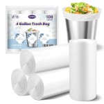 Small Trash Bags 4 Gallon - 108 Count Leakage-Proof 4 Gallon Trash Bag, Small Garbage Bags for Office Bedroom Bathroom Mini Trash Bags, Unscented White 15L Small Trash Can Liners