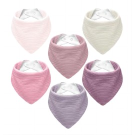 NISXABEBE Muslin Baby Bibs,Soft Triangular Baby Bandana Drool Bibs for Baby Boy Girl,Solid Colors Bib for Drooling Teething 6 Pack(Grils)