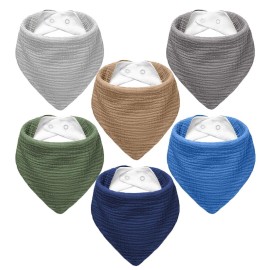 NISXABEBE Muslin Baby Bibs, 6 Pack, Baby Bandana Drool Bibs 100% Cotton for Baby Boy Girl,Solid Colors Bib for Drooling Teething (Boys)