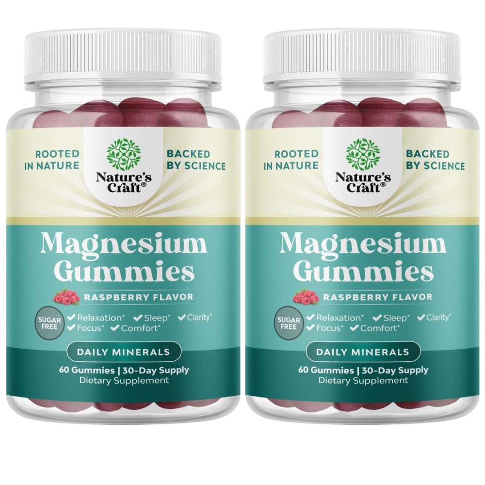Sugar Free Magnesium Gummies for Adults - Vegan Chewable Magnesium Citrate Gummies with 180mg Elemental - Relaxing Gummy Non GMO Halal and Gluten Free Berry Flavor (2 Months)